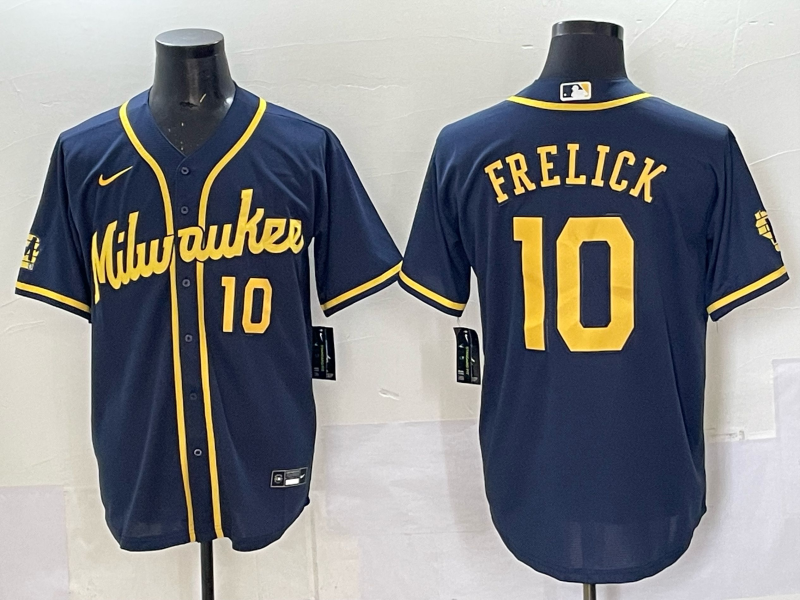 Men Milwaukee Brewers #10 Frelick blue  MLB 2025 Nike Jersey 002->milwaukee brewers->MLB Jersey